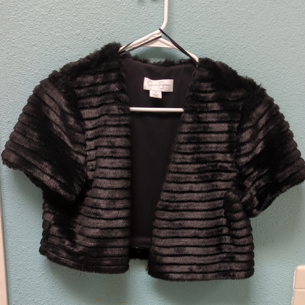 Jessica Simpson Striped Black Teddy Jacket